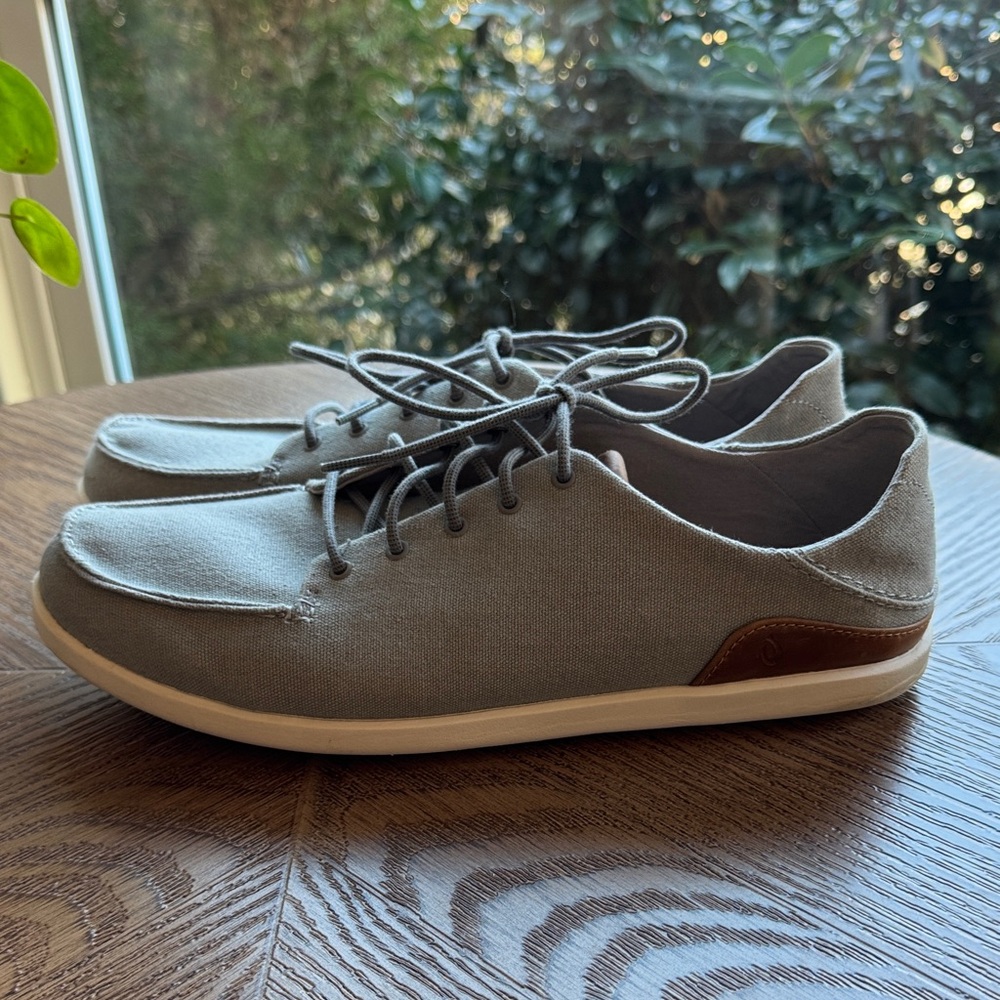 OluKai Gray Canvas Men's Loafers